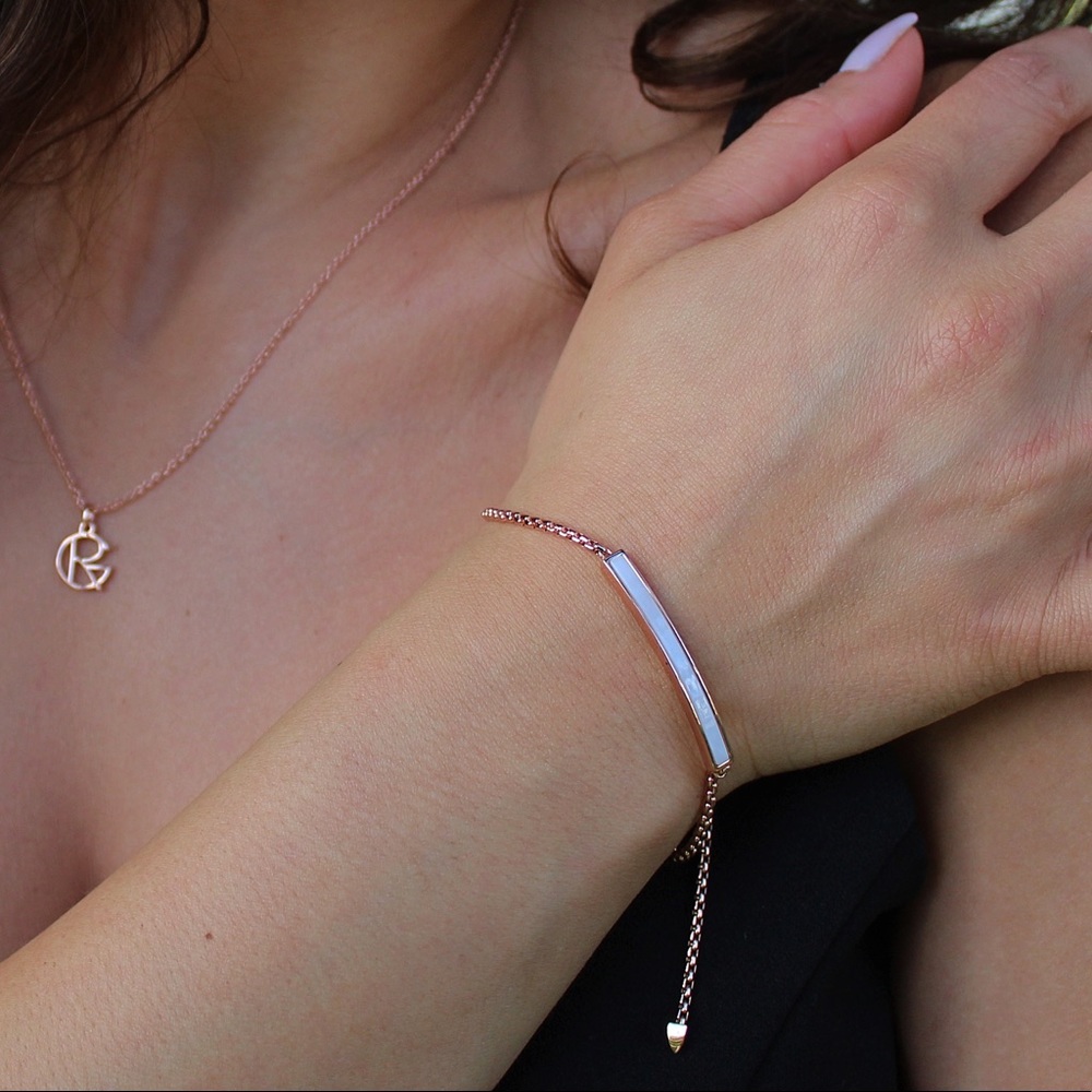 Rose Gold Howlite Bracelet - White Gemstone